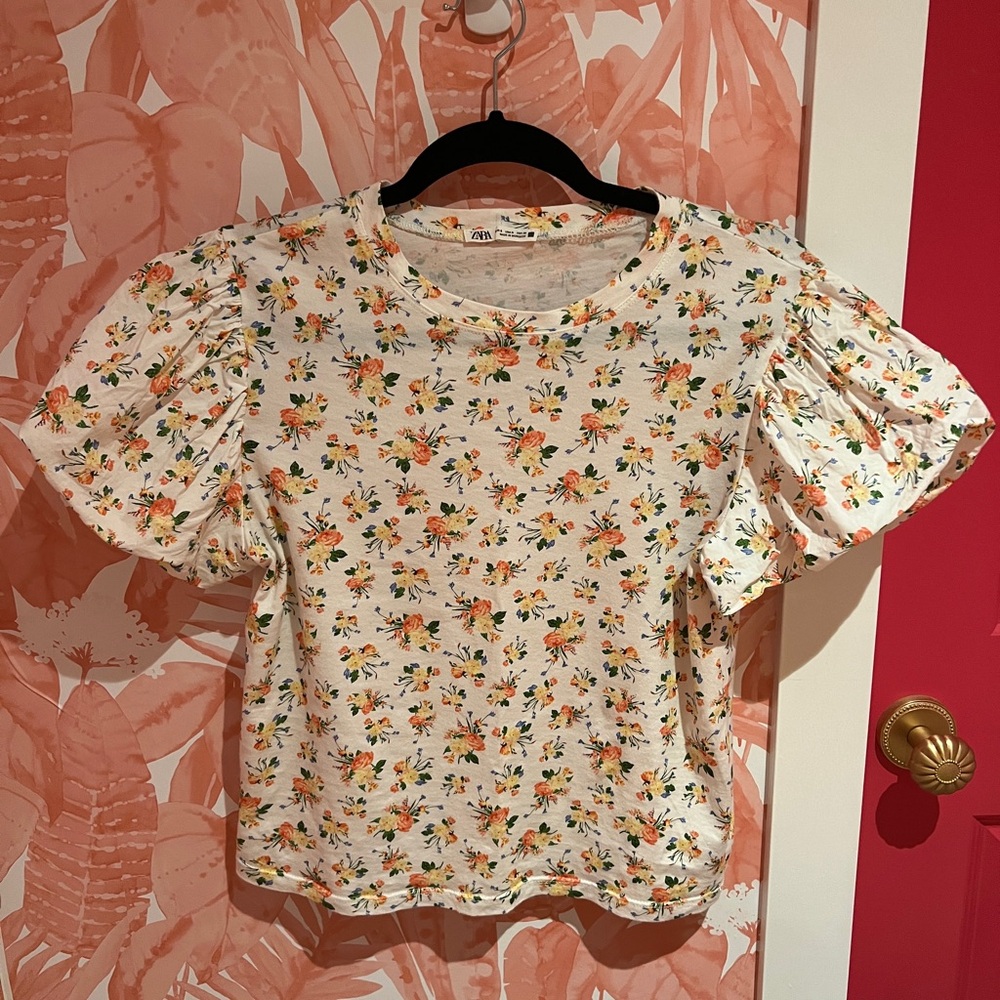 Zara Multicolor Floral Cotton Blouse